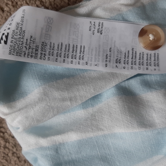 Billabong High Waisted Mini Cotton Stripped Shorts Size 29 - Picture 8 of 8